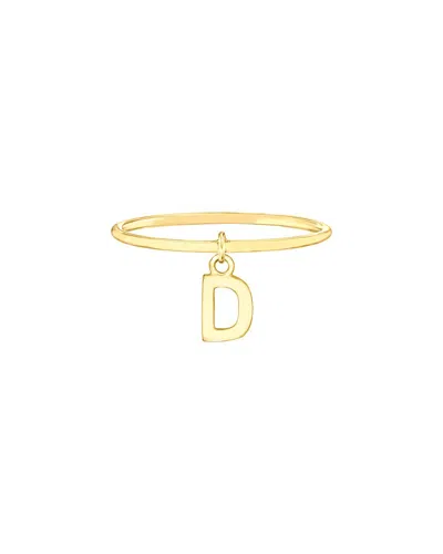 Maxcolor 14kt Yellow Gold D Initial Charm Ring