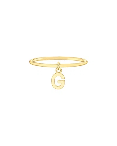 Maxcolor 14kt Yellow Gold G Initial Charm Ring
