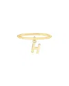 Maxcolor 14kt Yellow Gold H Initial Charm Ring