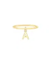 Maxcolor 14kt Yellow Gold A Initial Charm Ring