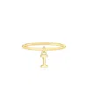 Maxcolor 14kt Yellow Gold I Initial Charm Ring