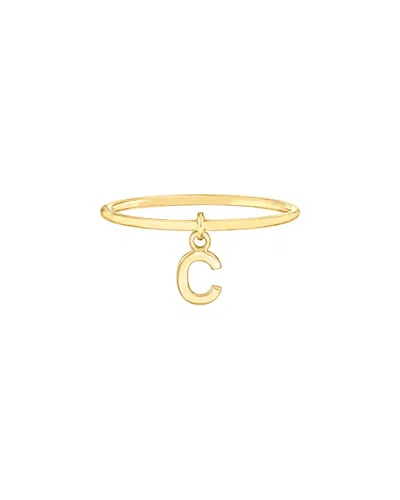 Maxcolor 14kt Yellow Gold C Initial Charm Ring