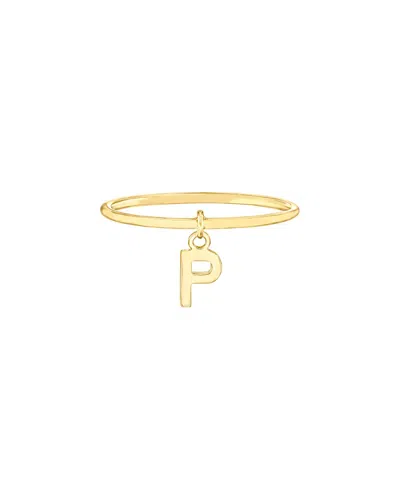 Maxcolor 14kt Yellow Gold P Initial Charm Ring