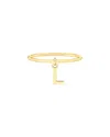Maxcolor 14kt Yellow Gold L Initial Charm Ring