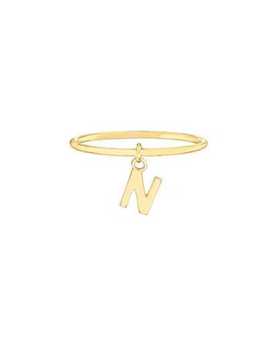 Maxcolor 14kt Yellow Gold N Initial Charm Ring