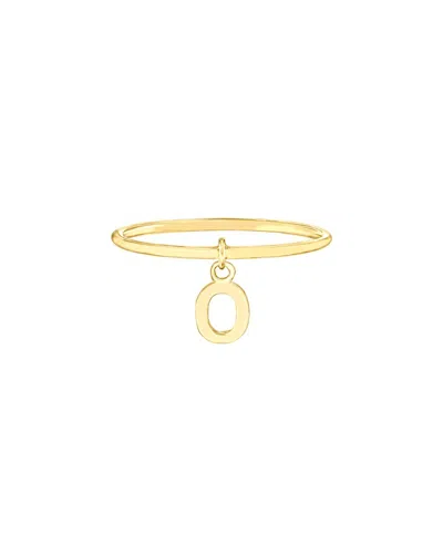 Maxcolor 14kt Yellow Gold O Initial Charm Ring
