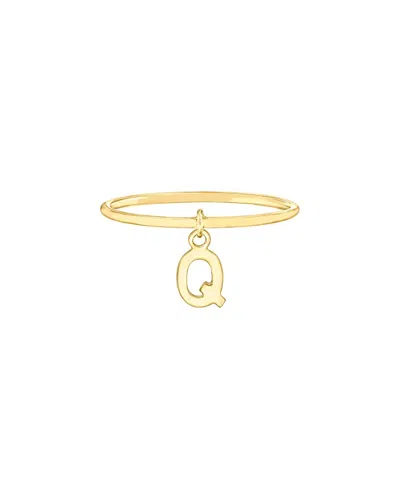 Maxcolor 14kt Yellow Gold Q Initial Charm Ring