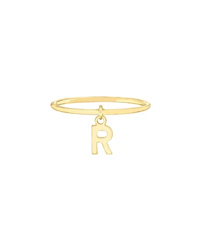 Maxcolor 14kt Yellow Gold R Initial Charm Ring