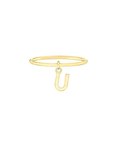 Maxcolor 14kt Yellow Gold U Initial Charm Ring