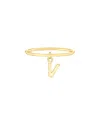 Maxcolor 14kt Yellow Gold V Initial Charm Ring