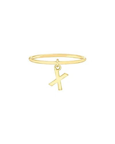 Maxcolor 14kt Yellow Gold X Initial Charm Ring