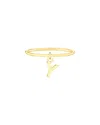 Maxcolor 14kt Yellow Gold Y Initial Charm Ring