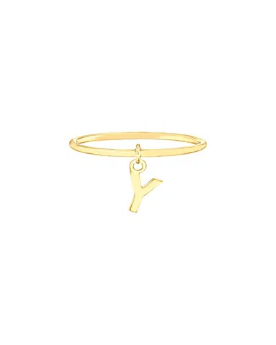 Maxcolor 14kt Yellow Gold Y Initial Charm Ring
