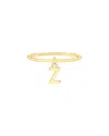Maxcolor 14kt Yellow Gold Z Initial Charm Ring