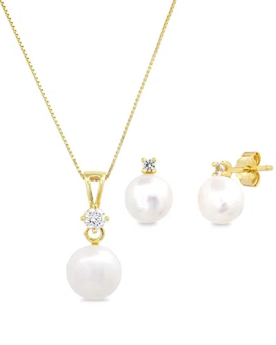 Maxcolor 14k Plated 10mm Pearl Set