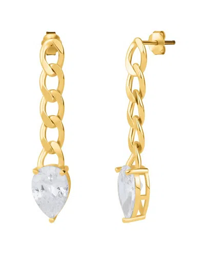 Maxcolor 14k Plated Cz Drop Earrings