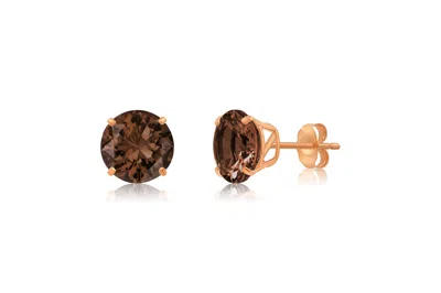 Maxcolor 14k Rose Gold 9mm Round Cut Gemstone Stud Earrings In Multi