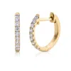 Maxcolor 14k Solid Gold Lab Grown Diamond Half Pavé Huggie Earrings In Yellow