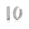 Maxcolor 14k Solid Gold Lab Grown Diamond Micro Pavé Huggie Earrings In White