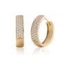 Maxcolor 14k Solid Gold Lab Grown Diamond Micro Pavé Huggie Earrings In Yellow