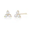 Maxcolor 14k Solid Gold Lab Grown Diamond Triplet Stud Earrings In Yellow