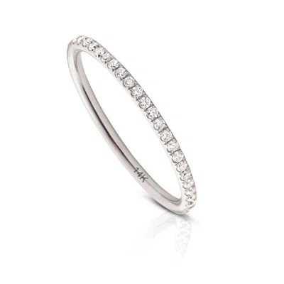 Maxcolor 14k Solid Gold Petite Lab Grown Diamond Eternity Band In White