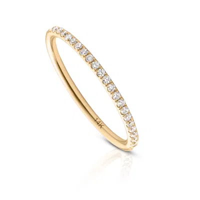 Maxcolor 14k Solid Gold Petite Lab Grown Diamond Eternity Band In Yellow
