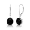 Maxcolor 14k Solid White Gold Gemstone Dangle Leverback Earrings (8mm) In Metallic
