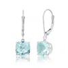 Maxcolor 14k Solid White Gold Gemstone Dangle Leverback Earrings (8mm) In Metallic