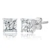 Maxcolor 14k Solid White Gold Princess Cut Stud Earrings With Genuine Swarovski Zirconia In Metallic