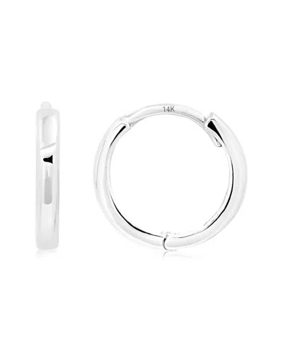MAXCOLOR 14K WHITE GOLD 10MM DOMED STYLE SMALL HUGGIE HOOP