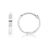 Maxcolor 14k White Gold 10mm Flat Style Huggie Hoop Earrings With Hidden Post Hinged Closure In White