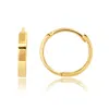 Maxcolor 14k White Gold 10mm Flat Style Huggie Hoop Earrings With Hidden Post Hinged Closure In Yellow