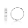 Maxcolor 14k White Gold 12mm Flat Style Huggie Hoop Earrings With Hidden Post Hinged Closure