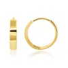 Maxcolor 14k White Gold 12mm Flat Style Huggie Hoop Earrings With Hidden Post Hinged Closure In Yellow