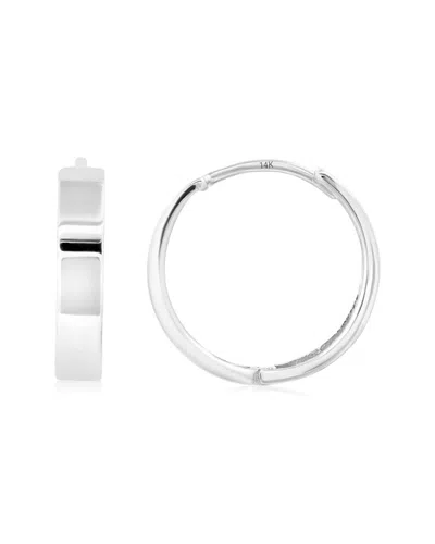 MAXCOLOR 14K WHITE GOLD 14MM FLAT STYLE SMALL HUGGIE HOOP E