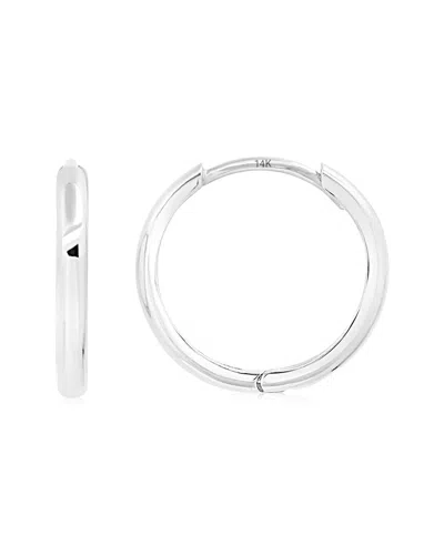 Maxcolor 14k White Gold 16mm Domed Style Small Huggie Hoop In Silver