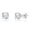 Maxcolor 14k White Gold 6mm Cushion Cut Gemstone Stud Earrings In Metallic