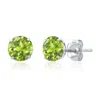 Maxcolor 14k White Gold 6mm Round Stud Gemstone Earrings In Green