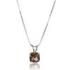 Maxcolor 14k White Gold 8mm Cushion Cut Gemstone Pendant Necklaces With 18 Inch Box Chain In Brown