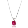 Maxcolor 14k White Gold 8mm Cushion Cut Gemstone Pendant Necklaces With 18 Inch Box Chain In Pink