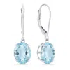 Maxcolor 14k White Gold 8x10mm Oval Gemstone Dangle Earrings In Blue