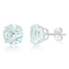 Maxcolor 14k White Gold 9mm Round Cut Gemstone Stud Earrings In Blue