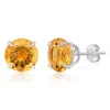 Maxcolor 14k White Gold 9mm Round Cut Gemstone Stud Earrings In Metallic