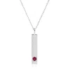 Maxcolor 14k White Gold Bar Pendant Necklace With 3mm Small Round Gemstone Adjustable Cable Chain 16 Inches T In Multi
