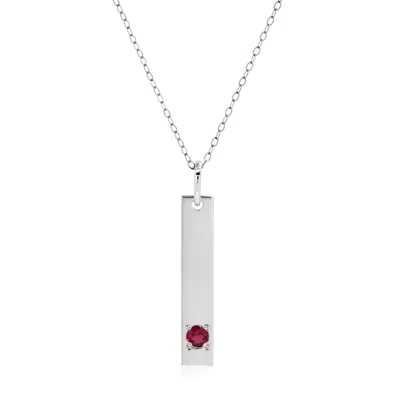Maxcolor 14k White Gold Bar Pendant Necklace With 3mm Small Round Gemstone Adjustable Cable Chain 16 Inches T In Multi