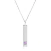 Maxcolor 14k White Gold Bar Pendant Necklace With 3mm Small Round Gemstone Adjustable Cable Chain 16 Inches T In Metallic