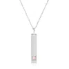 Maxcolor 14k White Gold Bar Pendant Necklace With 3mm Small Round Gemstone Adjustable Cable Chain 16 Inches T In Silver