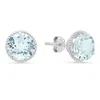 Maxcolor 14k White Gold Roped Halo Gemstone Round Stud Earrings For Women 6mm In Blue