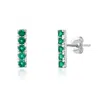 Maxcolor 14k White Gold Small 2mm Gemstone Bar Stud Earrings With Push Backs In Gold
